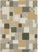 Carreaux de ciment or gris et blanc fond beige (50x70)