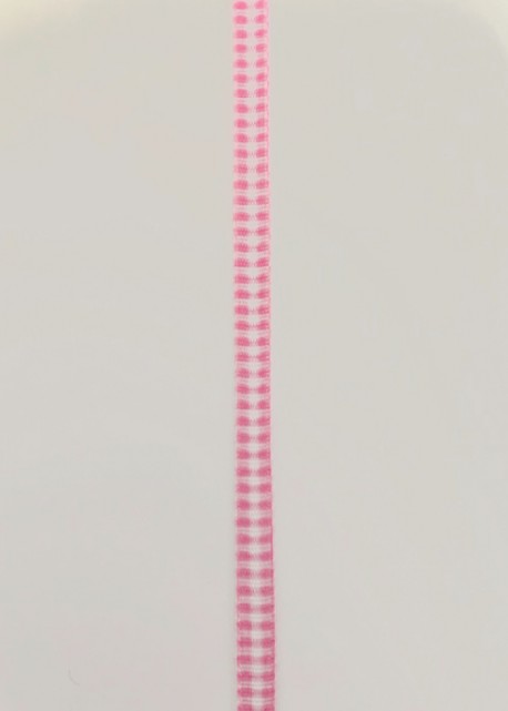 Ruban vichy rose et blanc 0.6 mm (2 mètres)