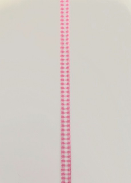 Ruban vichy rose et blanc 0.6 mm (2 mètres)