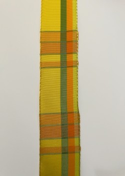 Ruban organza jaune vert orange bords fil de fer 4 cm de large (2 mètres)