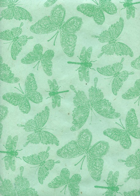 Lokta papillons et libellules ambiance menthe (50x70)