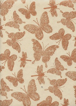 Lokta papillons et libellules cuivre fond naturel (50x70)