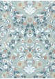 "Papier de coton" Tapisserie blanc et bleu fond bleu tendre (55x76)