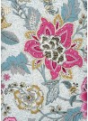 "Papier de coton" Floralies rose feuillage bleu (55x76)