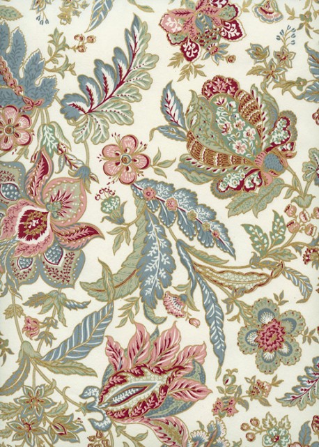 "Papier de coton" Tapisserie ancienne réhaussé or (55x76)