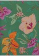 "Papier de coton" Tapisserie fleurs colorées fond vert (55x76)