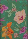 "Papier de coton" Tapisserie fleurs colorées fond vert (55x76)