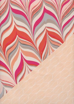 Recto verso "Marbré design fushia / feuilles blanches" (68x98)