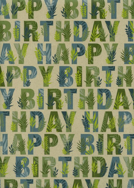 Happu birthday feuillage fond beige (68,5x98)