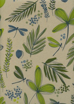 Fleurs et feuillage fond beige (68,5x98)