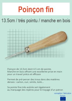 Poinçon 13.5cm avec manche en bois