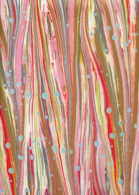 Marbré peigné ambiance framboise réhaussé or (70x100)