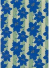 Fleurs exotiques bleues fond rayé (50x70)