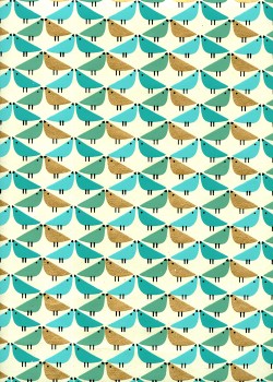 Oiseaux graphiques ambiance émeraude (50x70)