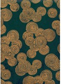 Papier lokta spirales orange fond bleu paon (50x75)