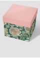 "Papier de coton" Floralies rose fond vert canard (55x76)