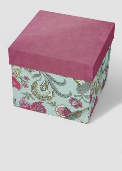"Papier de coton" Floralies rose fond bleu tendre (55x76)