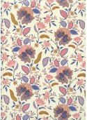 "Botanico" violet bleu et rose réhaussé or (70x100)