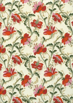 "Botanico" rouge rose et vert réhaussé or (70x100)