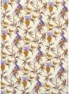 "Botanico" ananas et paons ton violet réhaussé or (70x100)