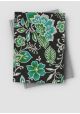 "Papier de coton" Floralies émeraude et vert fond noir (55x76)