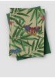 DUO Picot vert golf-Les papillons dans les bambous fond beige (68x98)