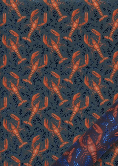 Léo Mare sur fond feuillage métallisé bleu (50x70)
