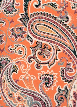 "Papier de coton" Cachemire fond orange (55x76)