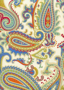 "Papier de coton" Cachemire fond ivoire (55x76)