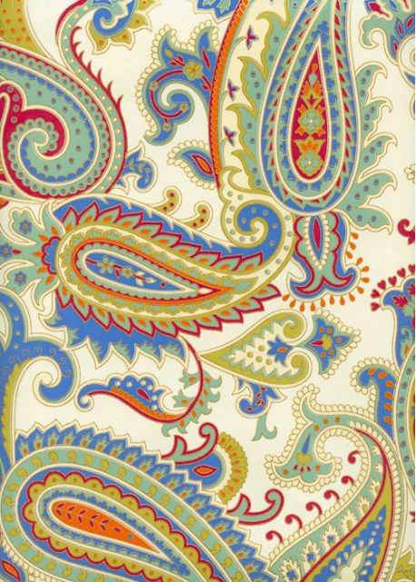 "Papier de coton" Cachemire fond ivoire (55x76)
