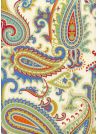 "Papier de coton" Cachemire bleu et menthe fond ivoire (55x76)