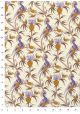 "Botanico" ananas et paons ton violet réhaussé or (70x100)