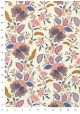 "Botanico" violet bleu et rose réhaussé or (70x100)