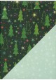 Recto verso "Sapins fond noir / étoiles fond menthe" (68x98)