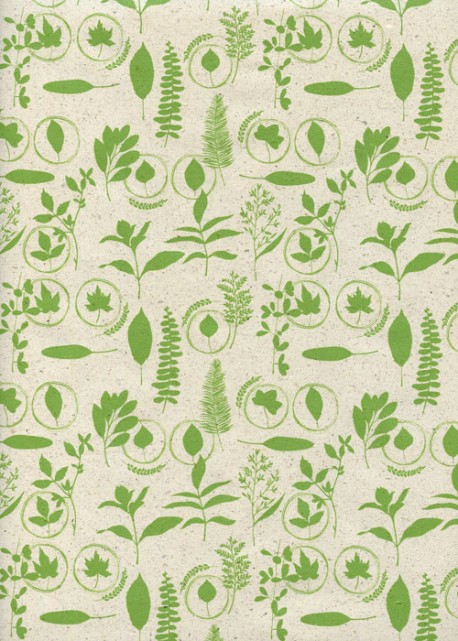 Feuillage vert fond écru (50x70)