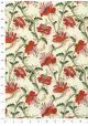 "Botanico" rouge rose et vert réhaussé or (70x100)