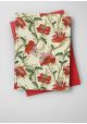 "Botanico" rouge rose et vert réhaussé or (70x100)