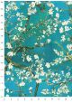 Branches d'amandiers en fleurs fond turquoise (50x70)