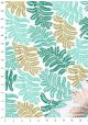 "Feuillage" turquoise et or (50x70)