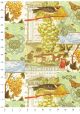 Cartes postales aux raisins et oiseaux réhaussées or (70x100)