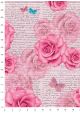 Ecriture aux roses et papillons bleus (70x100)