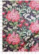 Tapisserie floral verte et corail fond noir réhaussé or (50x70)