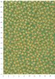 Papier lokta petites fleurs or sur fond vert (50x75)