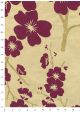 Papier lokta cerisier en fleurs bordeaux et or fond beige (50x75)