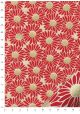Papier lokta marguerites rouges coeur or fond naturel (50x75)