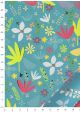 Papier Turnowsky feuillage stylisé fond turquoise réhaussé or (50x70)