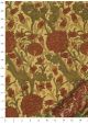 Ramage fleuri bordeaux et vert sur fond beige (50x68)
