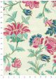 "Papier de coton" Floralies rose menthe fond ivoire (55x76)