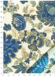 "Papier de coton" Floralies bleu fond ivoire (55x76)
