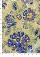 "Papier de coton" Floralies bleu et menthe fond beige (55x76)